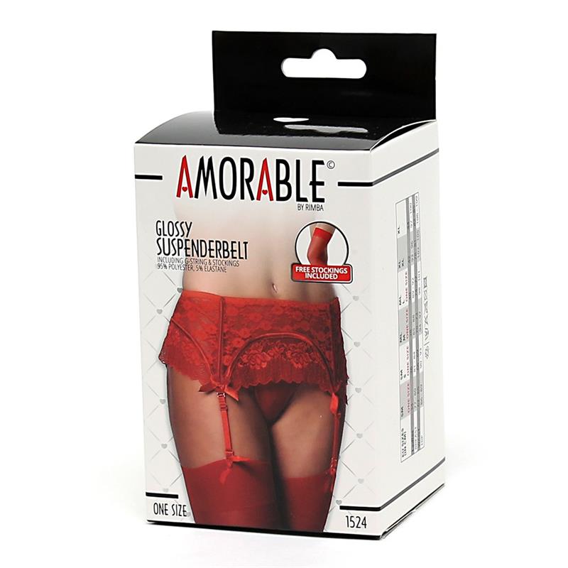 Liguero con Tanga y Medias Rojo 3