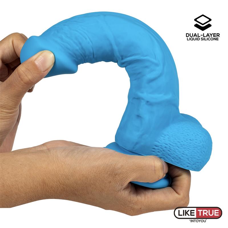 Dual Layer — Dildo realista de silicona líquida, azul, imagen 5