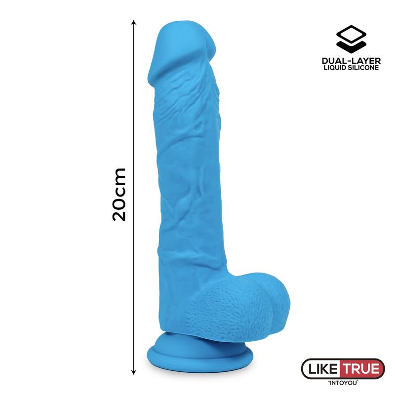 Dual Layer — Dildo realista de silicona líquida, azul, imagen 8