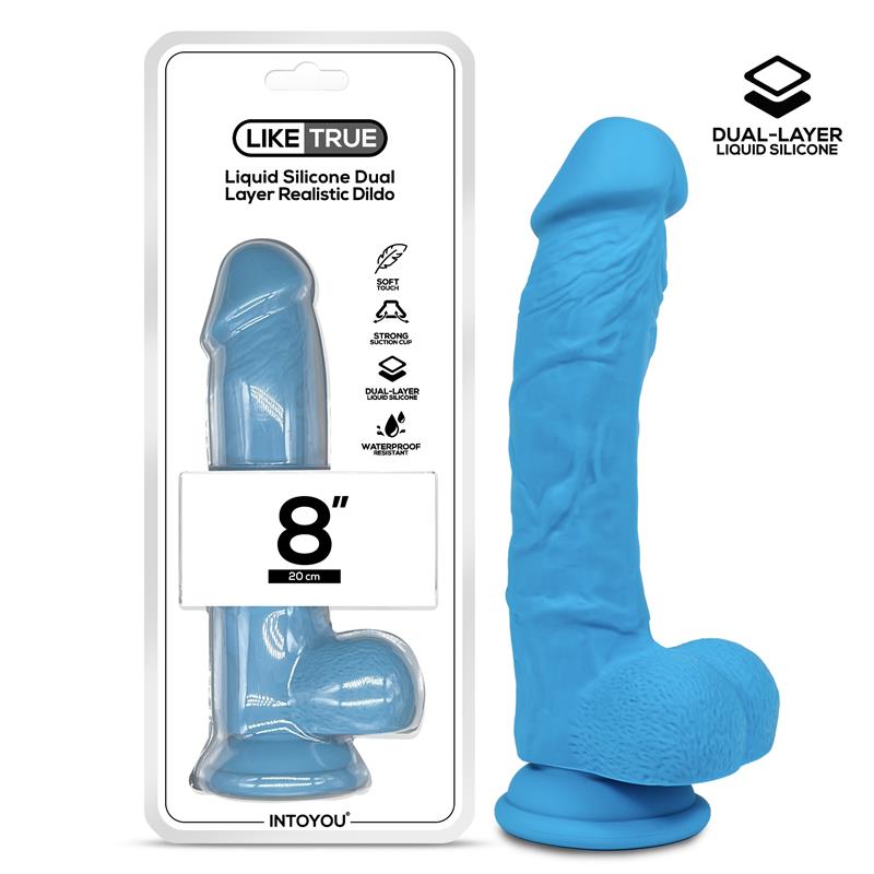 Dildo Dual Layer de silicona líquida azul