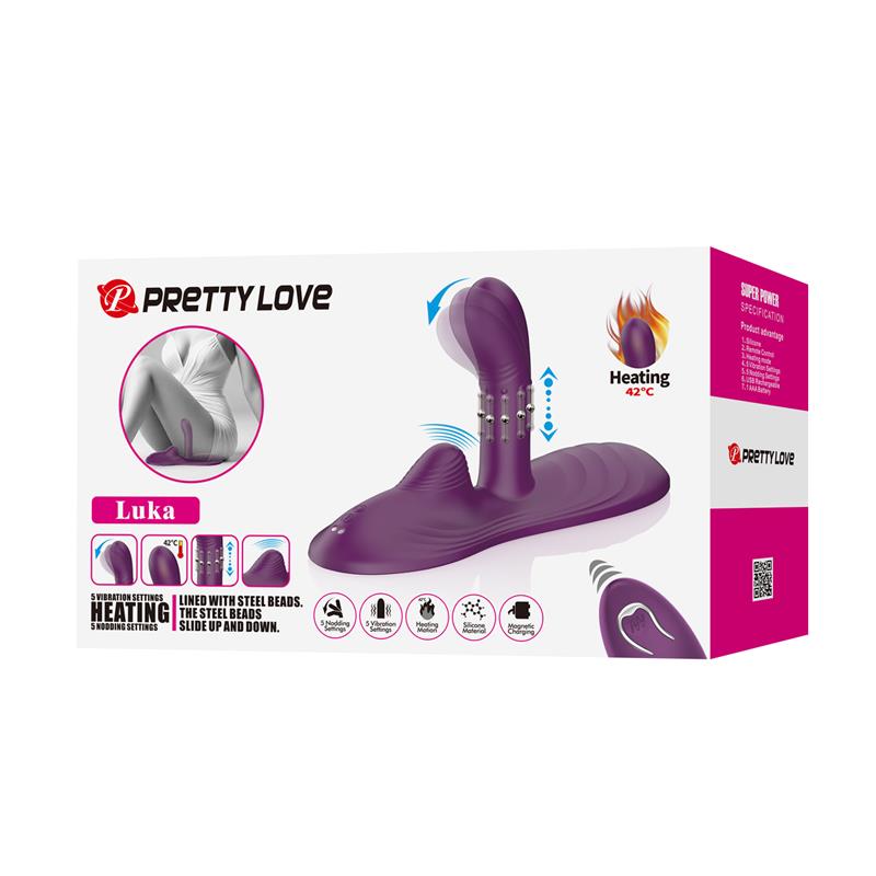 Luka Asiento con Vibrador con Finger, Efecto Calor y Bolas Rotadoras