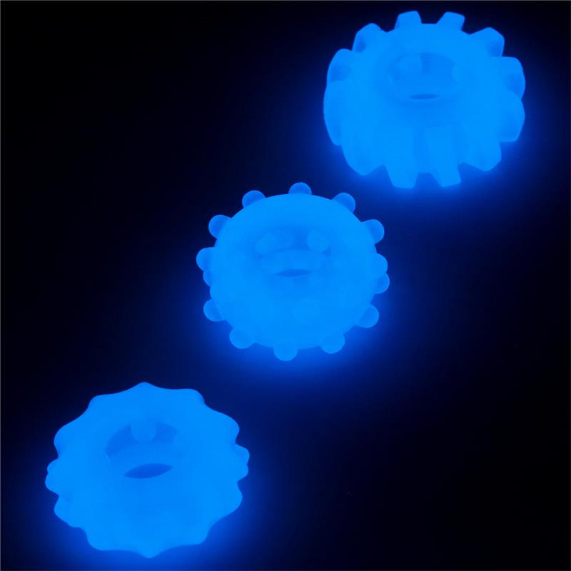 Lumino Play Set 3 Anillos para el Pene Luz Azul 3