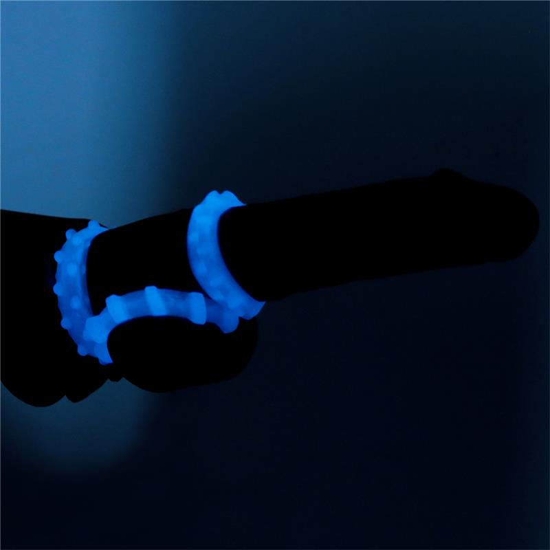 Lumino Play Set 3 Anillos para el Pene Luz Azul 5
