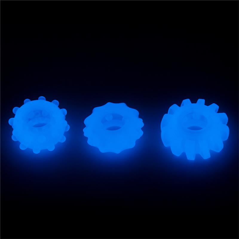 Lumino Play Set 3 Anillos para el Pene Luz Azul 2