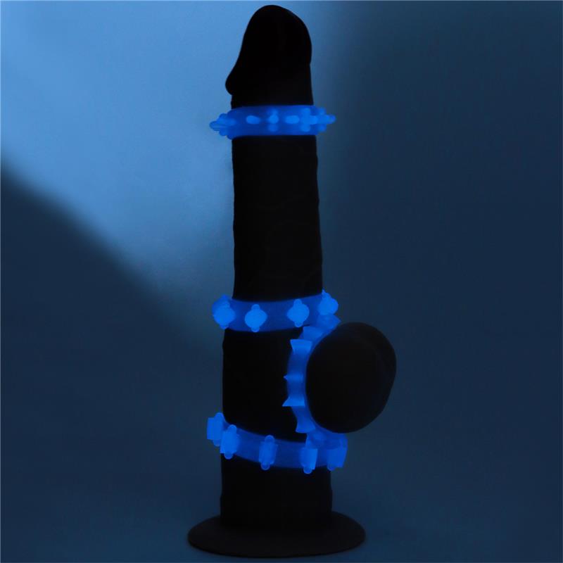 Lumino Play Set 4 Anillo para el Pene Luz Azul 4