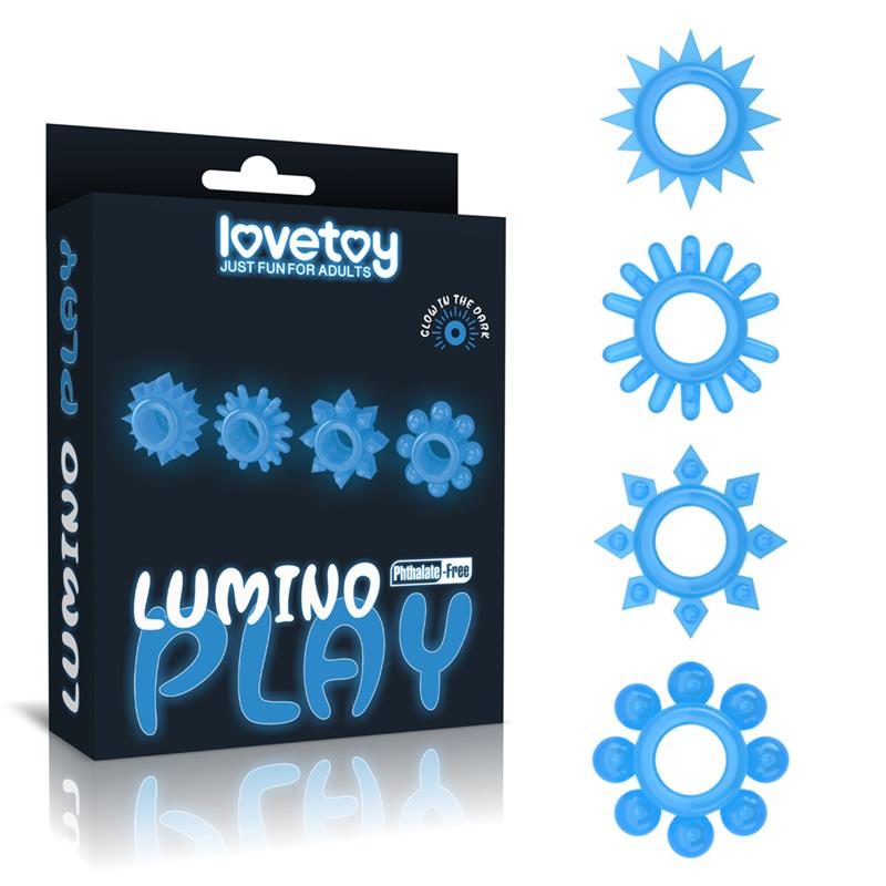 Lumino Play Set 4 Anillo para el Pene Luz Azul 8