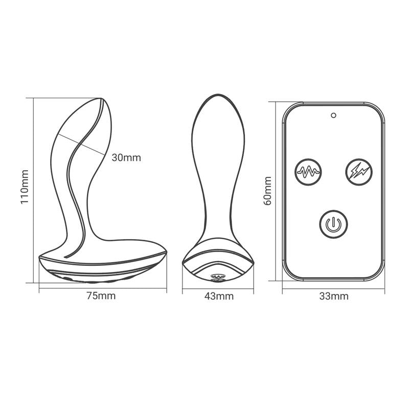 Masajeador Prostático con Electro Shock y Vibración con Control Remoto, imagen 5