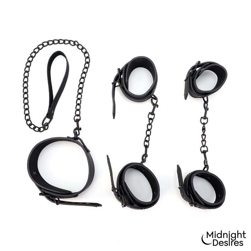 Midnight Desires — Set de esposas, tobilleras y collar, imagen 2