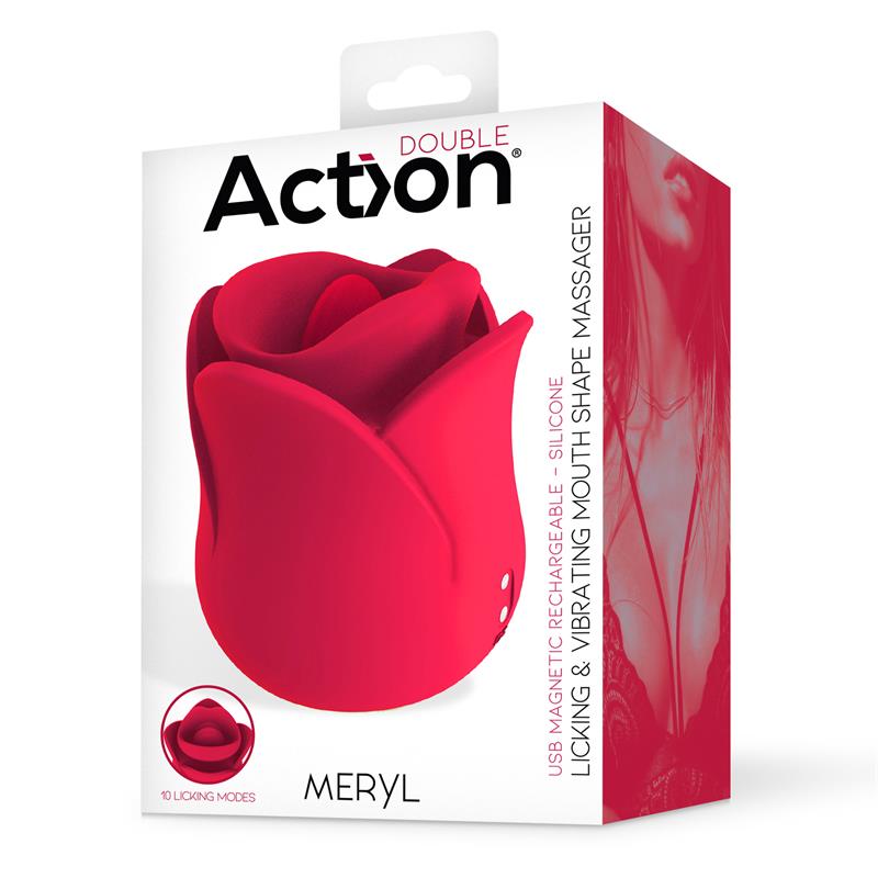 Meryl Estimulador Vibrador de Rosa con Lengua 2 Motores 7