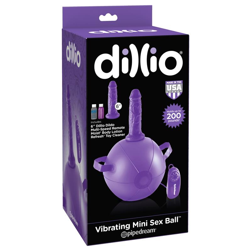 Mini Bola con Dildo y Vibración Púrpura