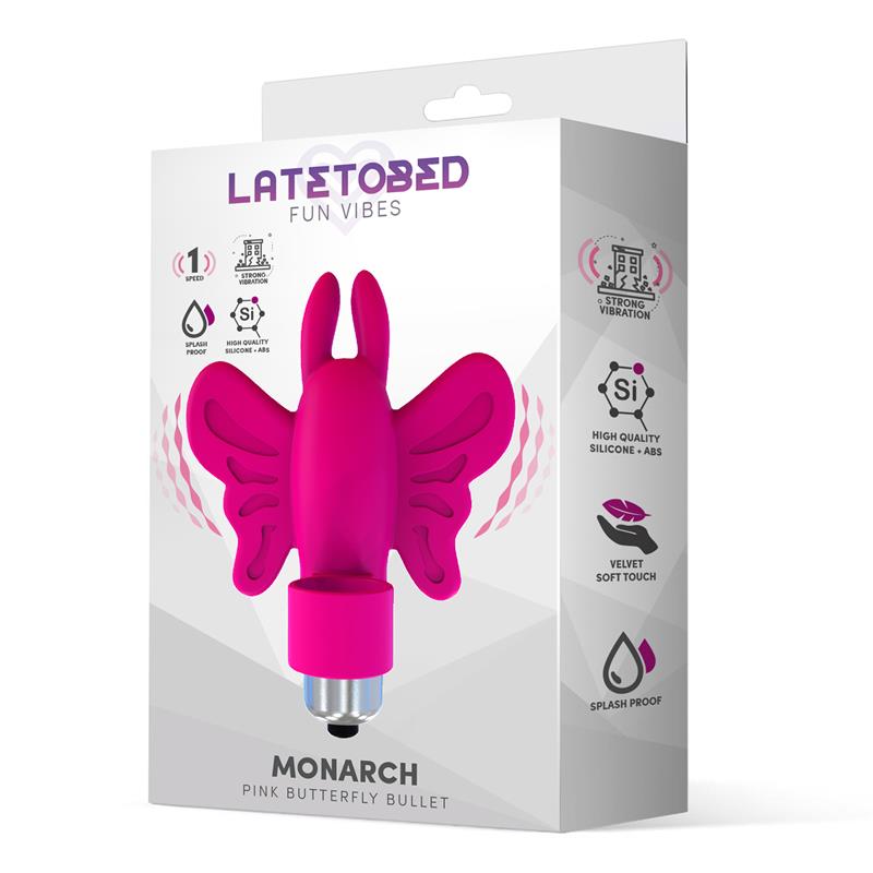 Monarch Bala Vibradora Mariposa Silicona Rosa 2