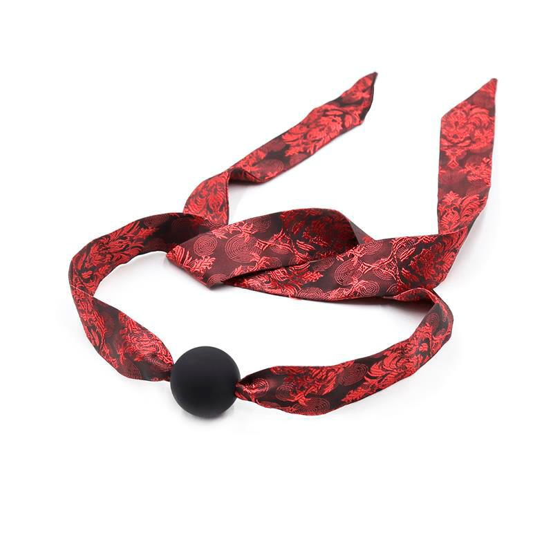 Mordaza de Bola Lisa Silicona Negro/Rojo 2