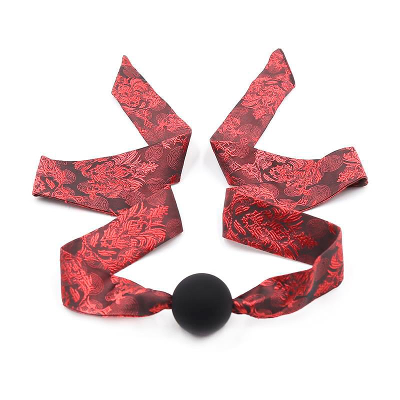 Mordaza de Bola Lisa Silicona Negro/Rojo 3