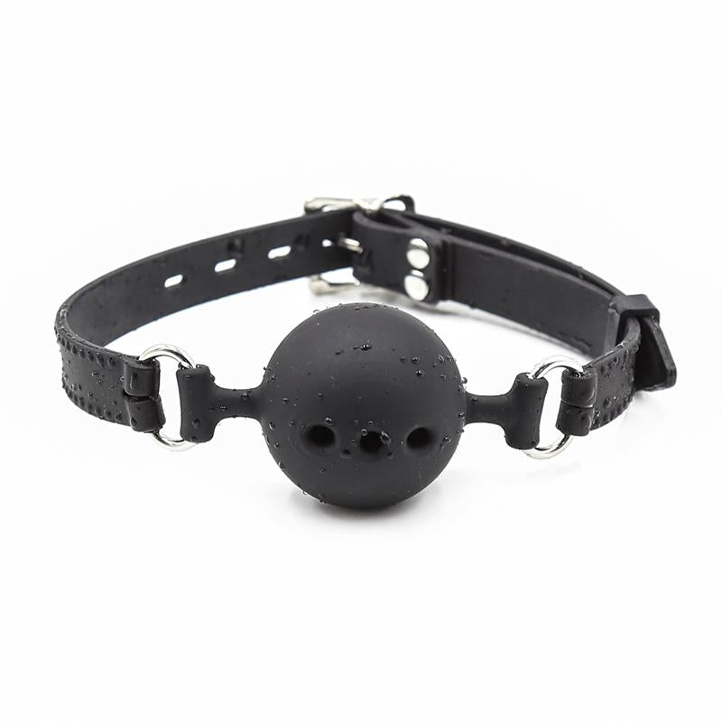 Mordaza de Bola Transpirable de Silicona 4,5 cm Talla M Negro 2