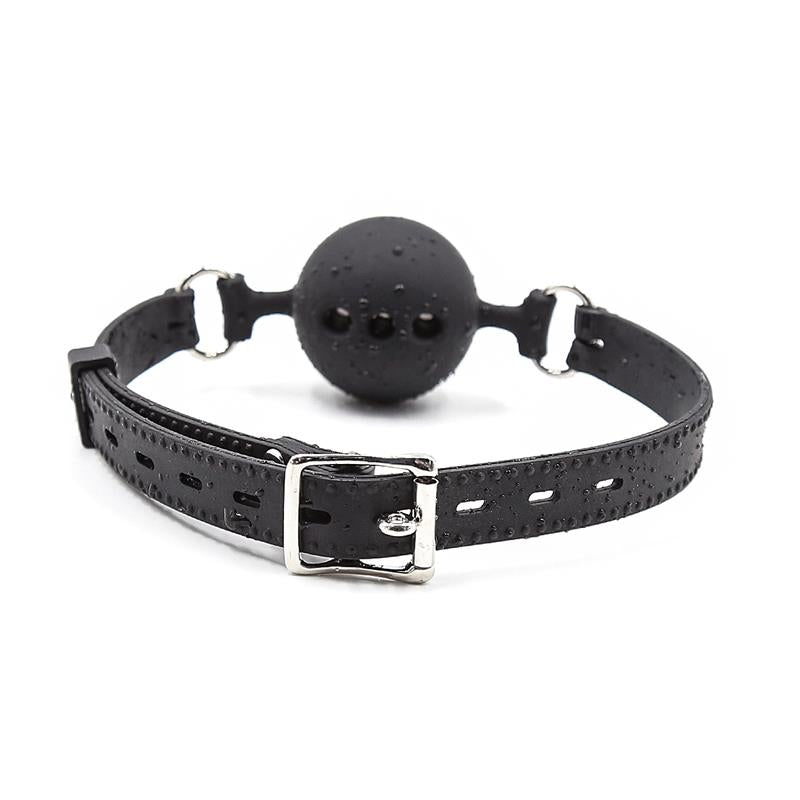 Mordaza de Bola Transpirable de Silicona 4,5 cm Talla M Negro 3