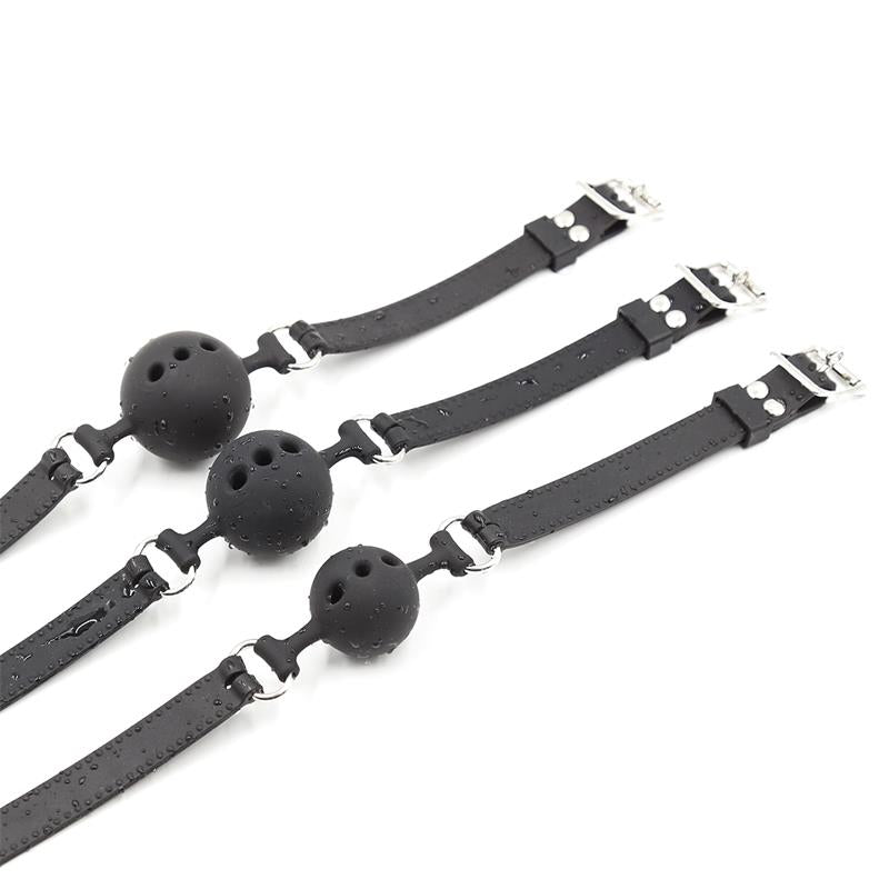 Mordaza de Bola Transpirable de Silicona 4,5 cm Talla M Negro 5