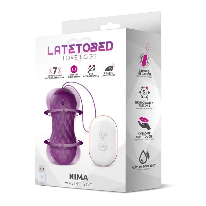 Nima Huevo Vibrador con Movimiento Wave Control Remoto USB Silicona Púrpura 6