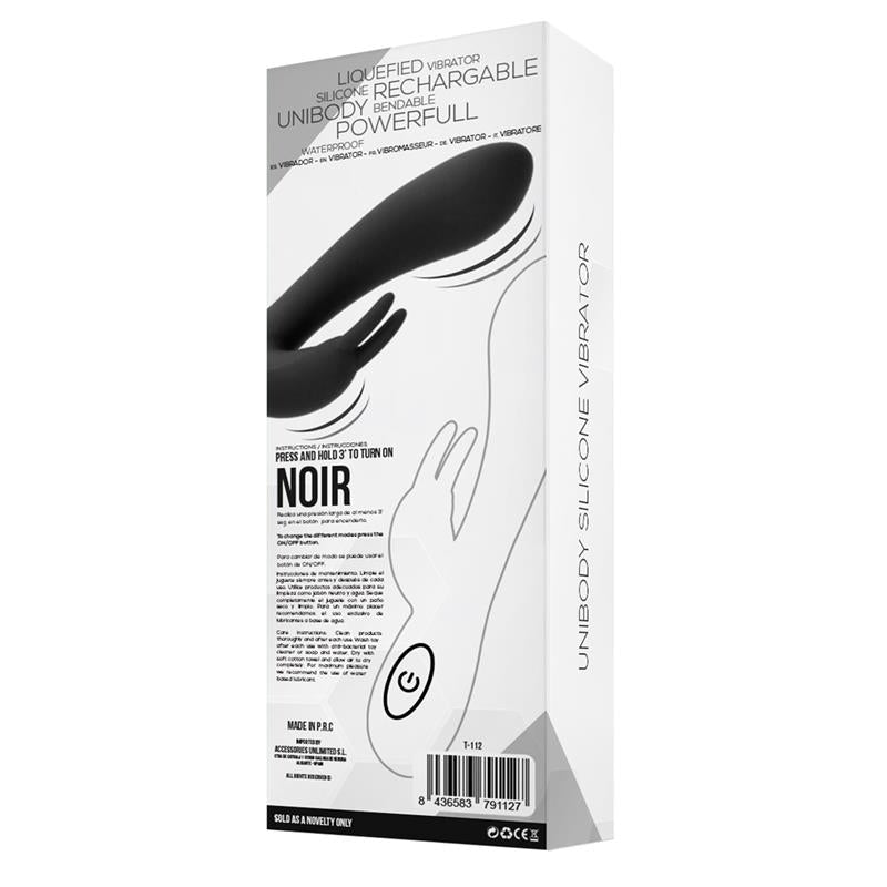 Noir Vibrador Silicona Líquida Inyectada 2 Motores USB 6