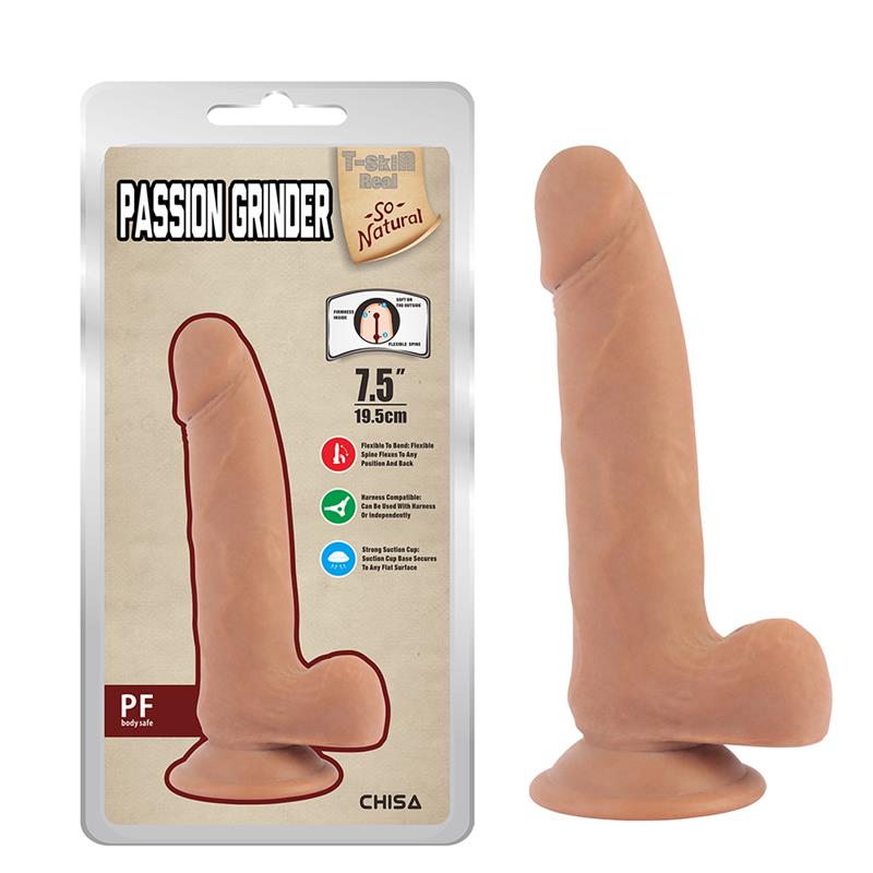 Passion Grinder Dildo Dual density Bronceado 19.5cm