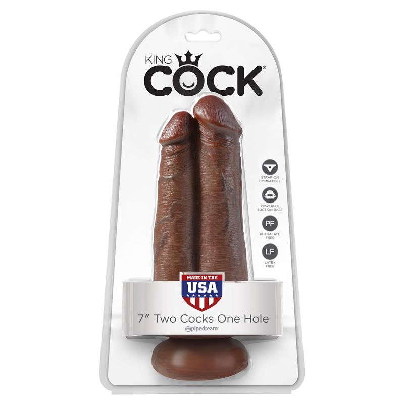 Pene Doble Two Cocks One Hole Marrón 7