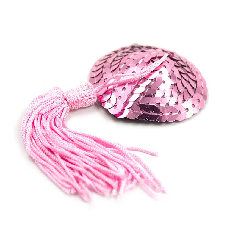 Pezoneras Autoadhesivas Forma de Corazón con Lentejuelas Rosa 3