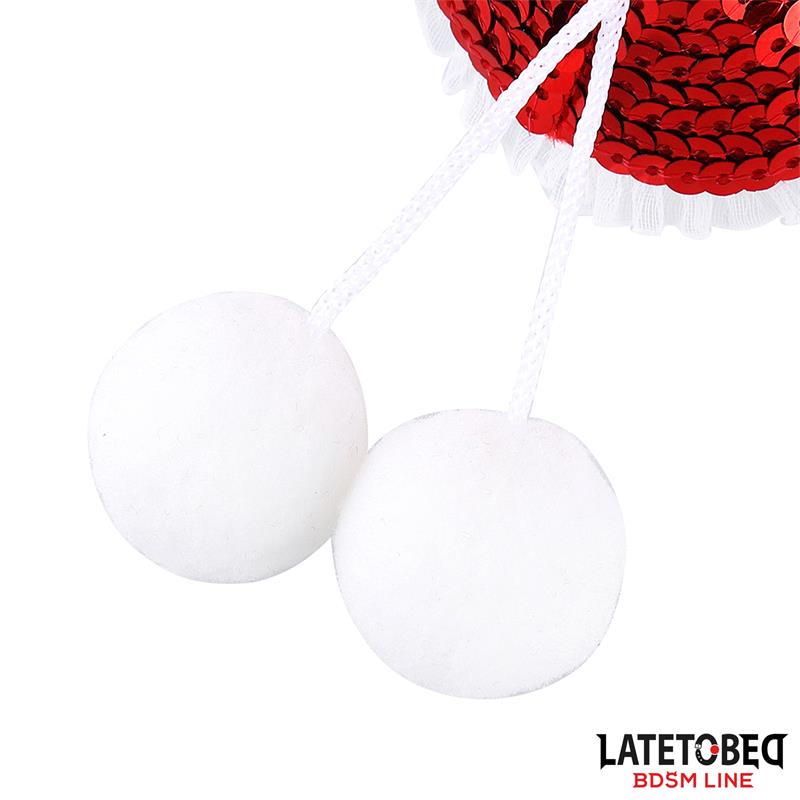 Pezoneras con Lentejuelas Rojas y Pompones Blancos, imagen 5