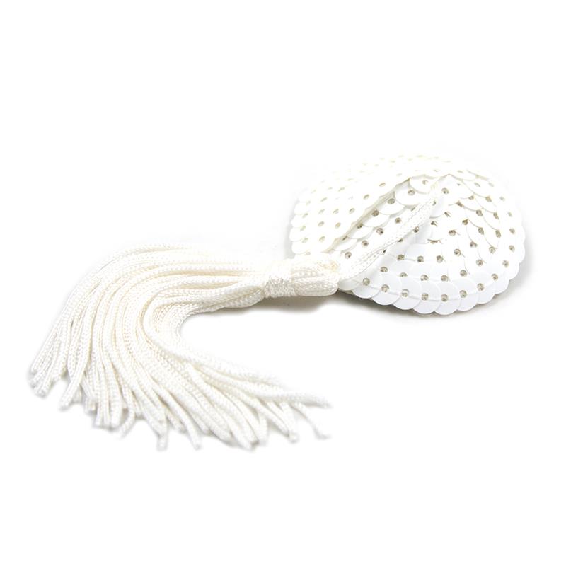 Pezoneras con Lentejuelas y Borla Blanco 3