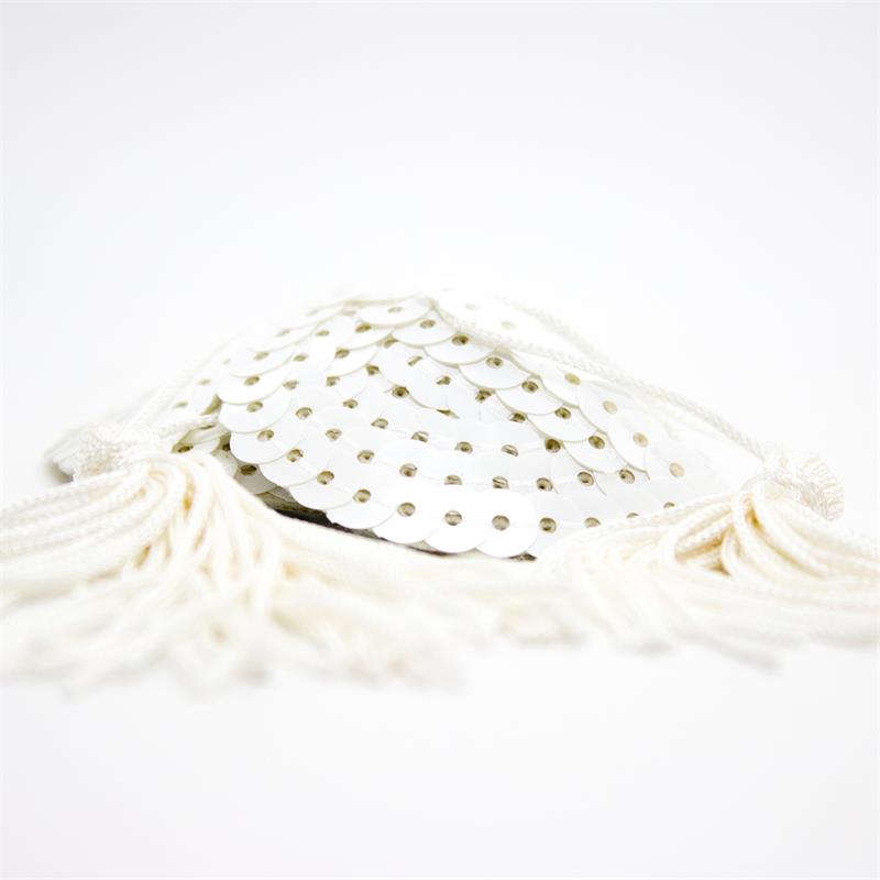 Pezoneras con Lentejuelas y Borla Blanco 4