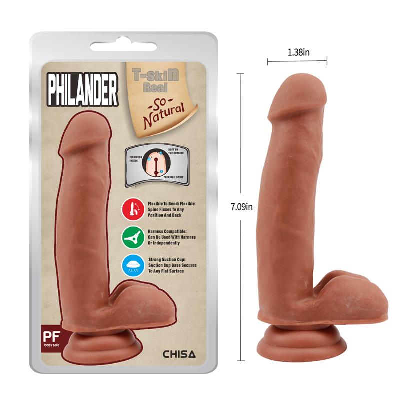 Philander Dildo Dual Density Bronceado 18cm