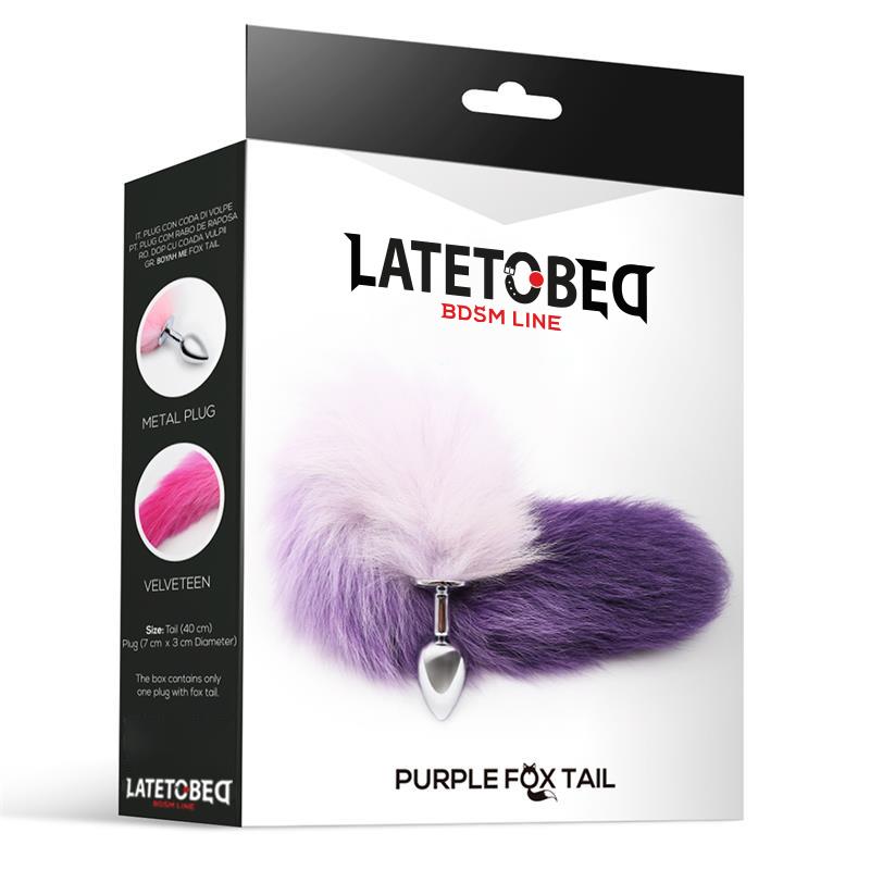 Plug Anal con Cola de Zorro Púrpura y Blanco Talla S 3