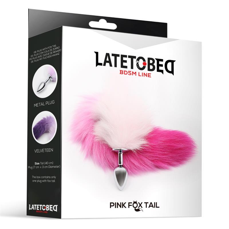 Plug Anal con Cola de Zorro Rosa y Blanca Talla S 4