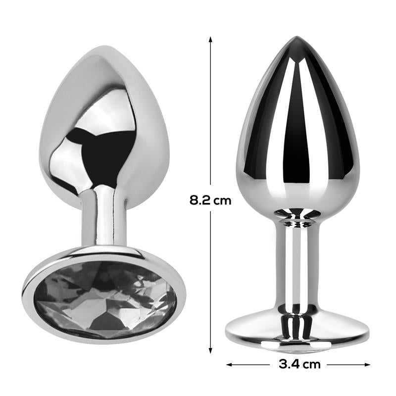 Plug Anal con Jota Color Blanco Diamante Talla M Aluminio 3