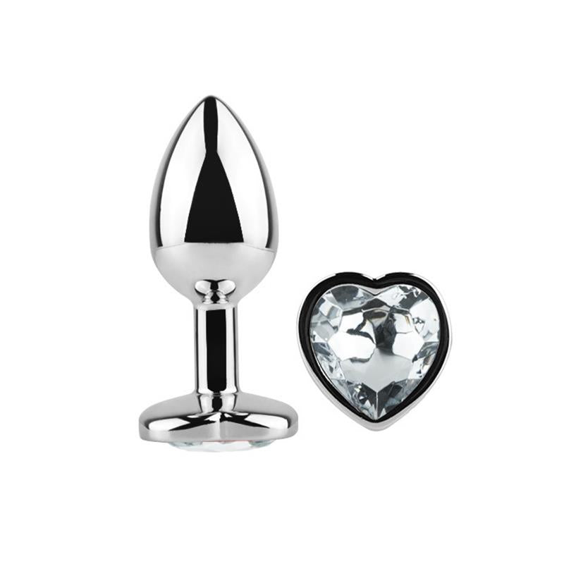 Plug Anal con Joya de Corazón Blanco Talla M 3
