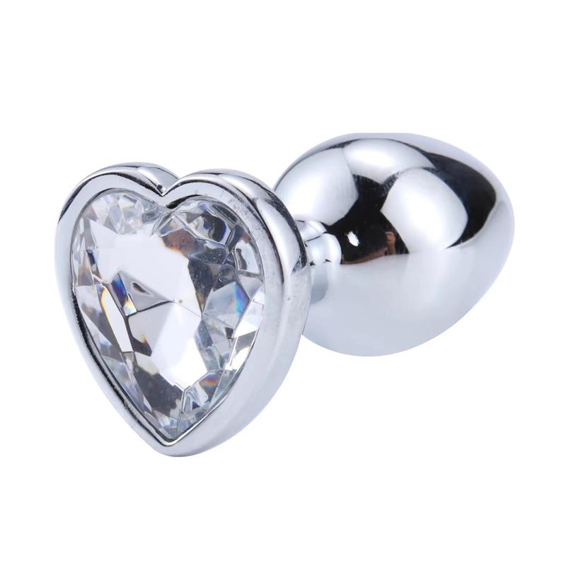 Plug Anal con Joya de Corazón Blanco Talla M 5