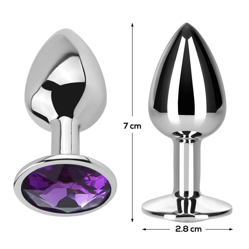Plug Anal con Joya Púrpura Amatista Talla S Aluminio 3