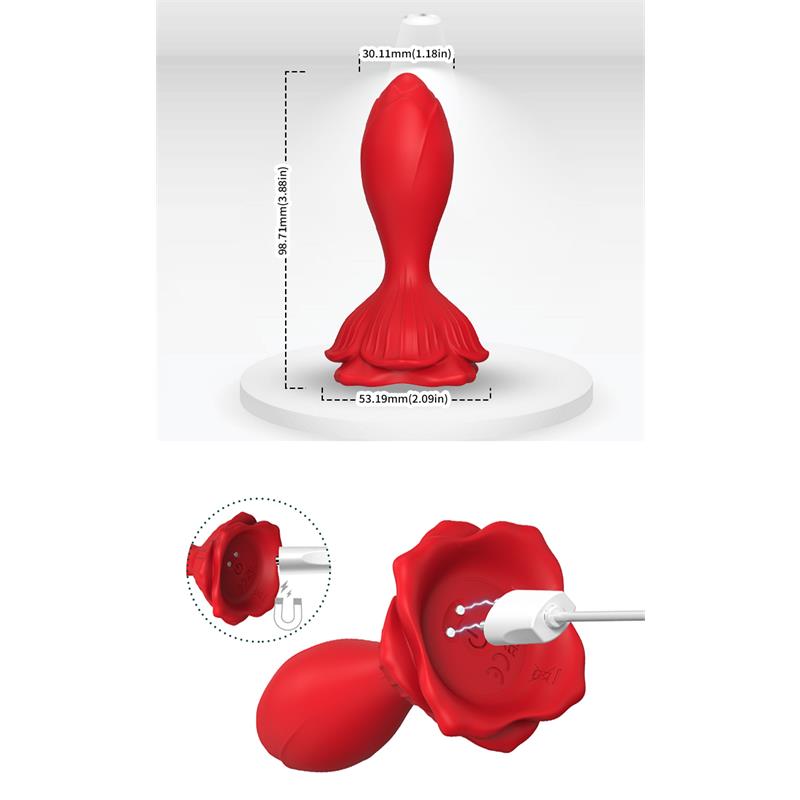 Plug Anal con Vibración Base de Rosa 11