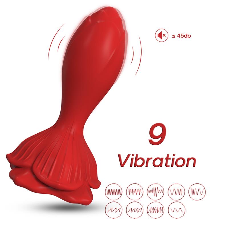 Plug Anal con Vibración Base de Rosa 4