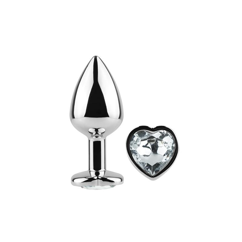 Plug Anal de Metal Corazón Transparente Talla S 2