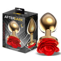 Plug Anal de Metal Dorado con Rosa Roja en la Base Talla L