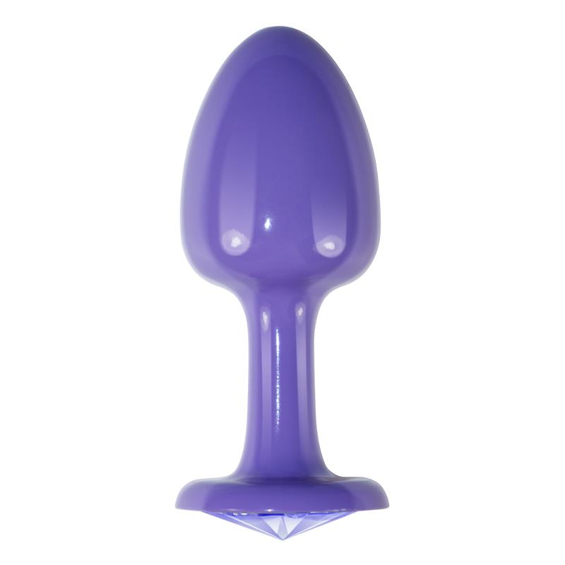 Plug Anal de Metal Púrpura Rosebud con Joya Azul 2