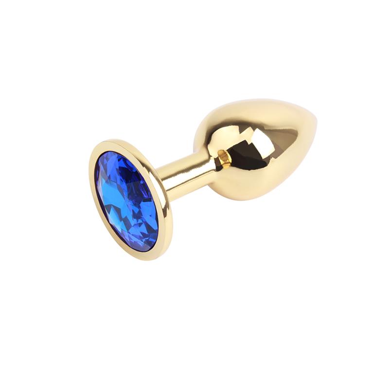 Plug Anal Dorado con Gema Azul 2