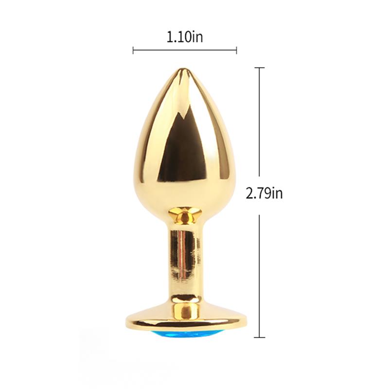 Plug Anal Dorado con Gema Azul 6