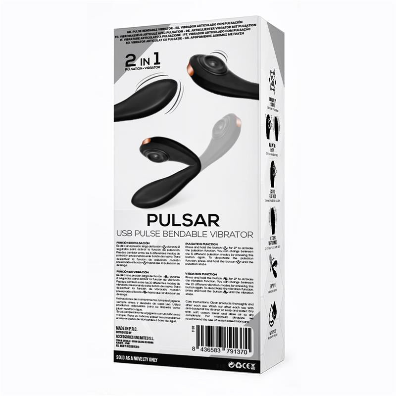 Pulsar Vibrador con Pulsación y Esqueleto Articulado Silicona USB 3
