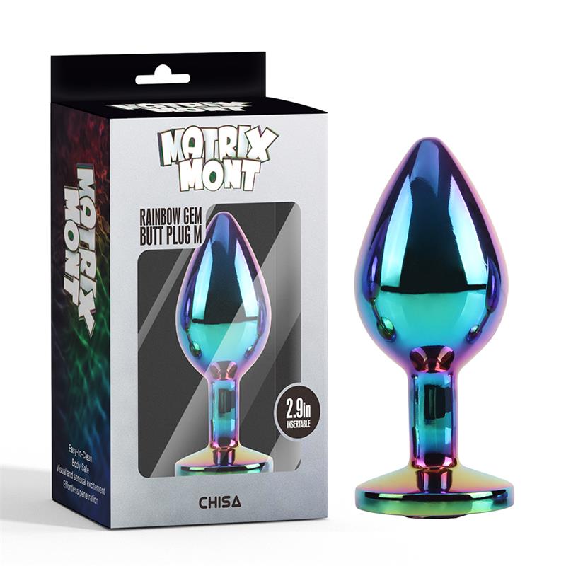 Rainbow Gem Plug Anal con Joya en la Base Talla M