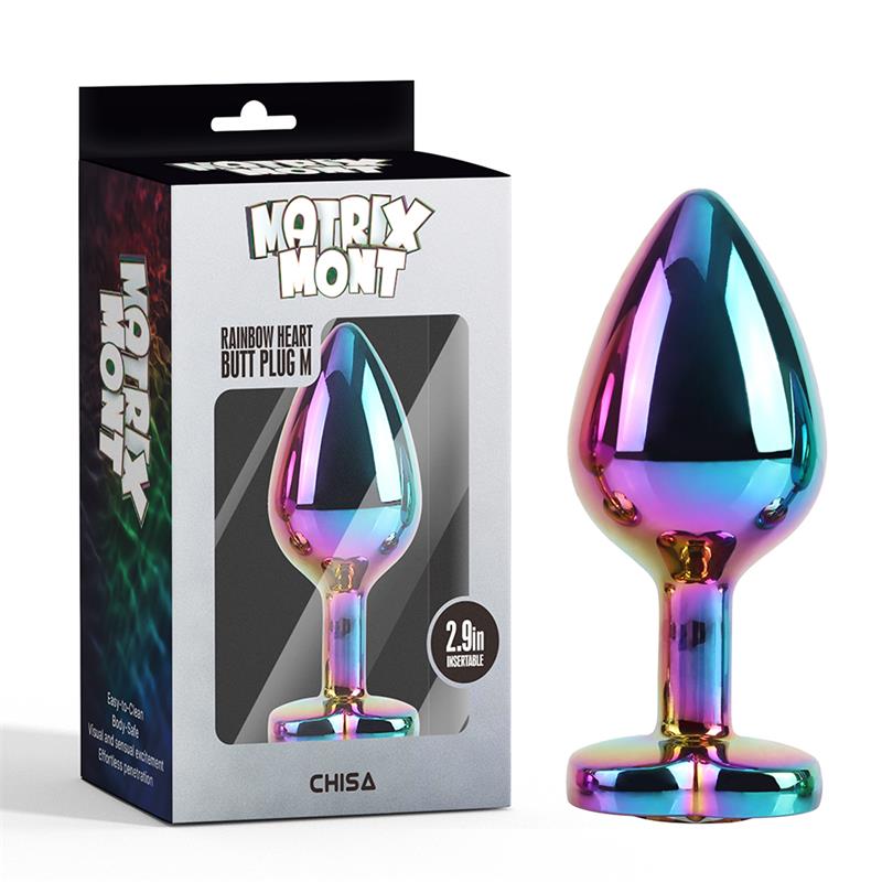 Rainbow Heart Plug Anal con Joya en la Base Talla M