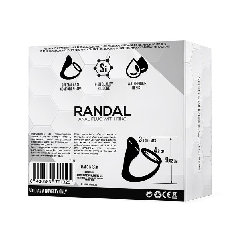 Randal Plug Anal con Anillo para el Pene Silicona Negro 3
