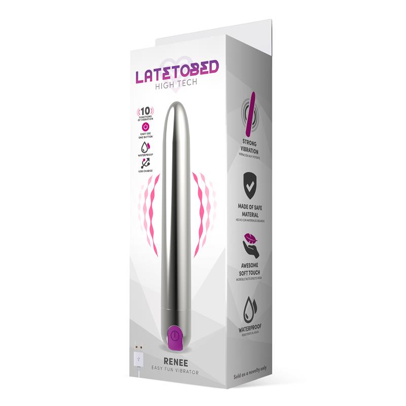 Renee Vibrador 10 Funciones 18,5 cm USB Plata 2