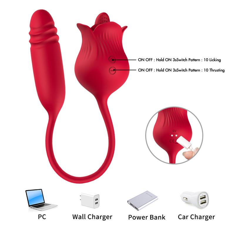 Rosa Vibradora con Licking y Thrusting USB 14