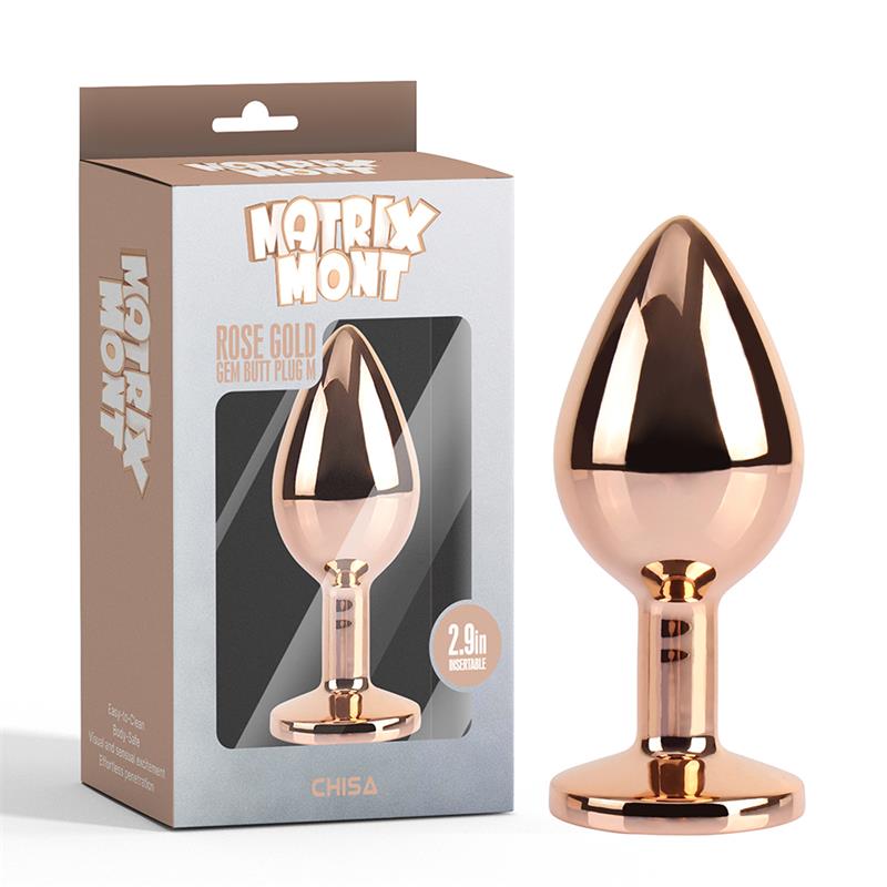 Rose Gold Gem Plug Anal con Joya en la Base Talla M