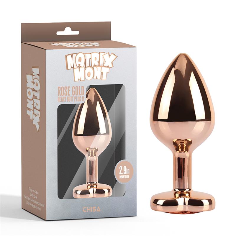 Rose Gold Heart Plug Anal Joya Corazón en el Base Talla M
